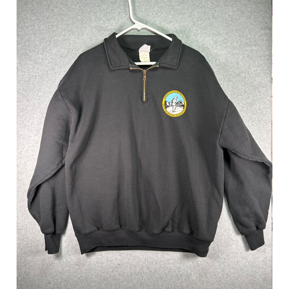 Vtg. Jerzees USMC Mountain Warfare Training Center 1/4 Zip Pullover Fits Medium